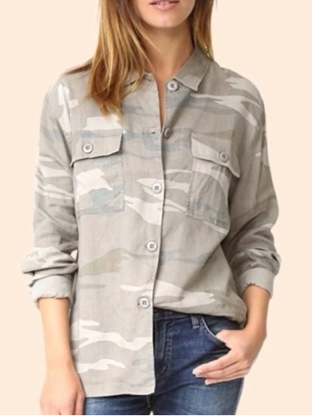Rails Light Gray Camo Button-Up Jacket